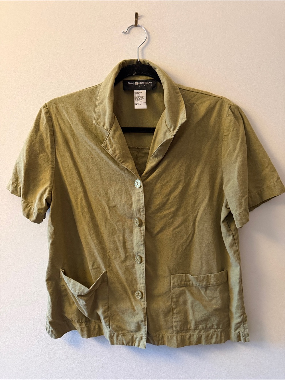 Silk Green Short-Sleeve Button-Front Shirt